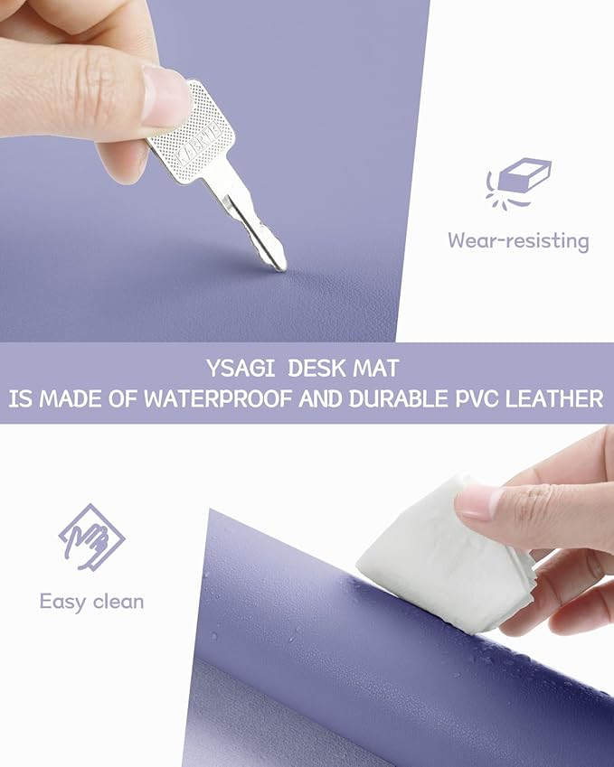 YSAGi Non-Slip Leather Desk Pad, Waterproof Laptop Computer Desk Keyboard Mat - Image 5
