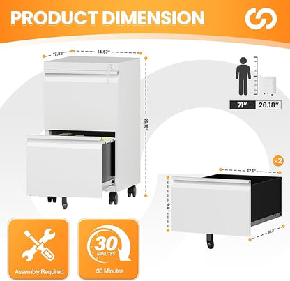 AFAIF 2 Drawer File Cabinet - Image 3