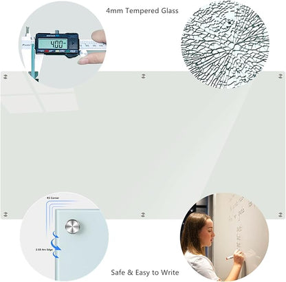 Glass Whiteboard 6' x 4', Magnetic Glass Dry Erase Board Frameless Wall Mounting - Image 3