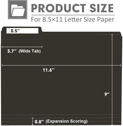 File Folder, PANDRI 120 Pack File Folder, 1/3 Cut Tab, Letter Size, Filing - Image 2