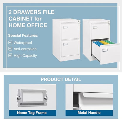 PEUKC 2-Drawer File Cabinet, 16.3" Deep Vertical Filing Cabinet - Image 5