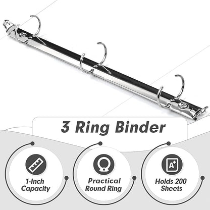 3 Ring Binder 1 Inch, PANDRI 6 Pack 1-Inch Binder Fits Letter Size 8.5'' x 11'' - Image 4