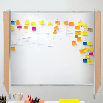 Mooliwe 48"x18" Tri-fold Cork Board Whiteboard Combo, Foldable Combination - Image 6