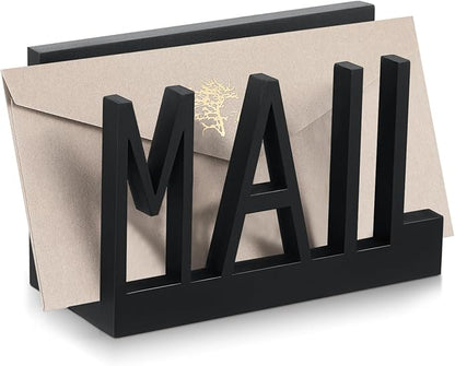 Vercraft Mail Organizer Holder Organizer Countertop Modern Wooden Black Letter by Vercraft