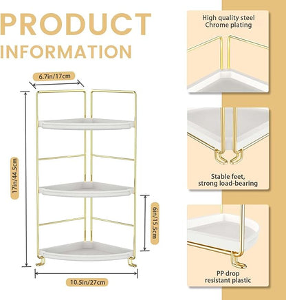 JANUS LiANG 3-Tier Bathroom Organizer Countertop, Corner Bathroom Counter - Image 3