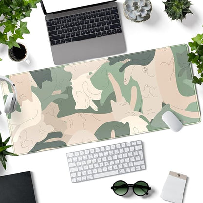 Green Simple Cat Desk Mat Sleeping Cute Long Cool Mouse Pad - Image 2