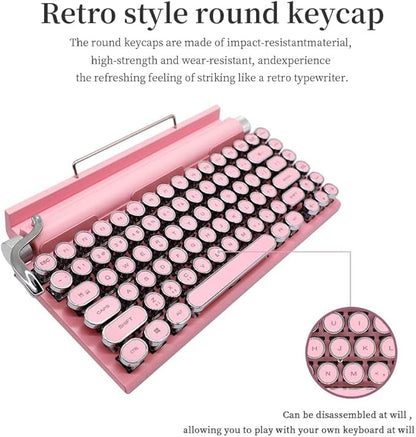 Adventurers Typewriter-Style Retro Mechanical Keyboard LED Backlight 83 Keys - Image 7
