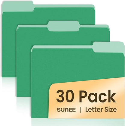 SUNEE File Folders, 30 Pack Manilla Folders 8.5 x 11, Colored File Folders Home by SUNEE