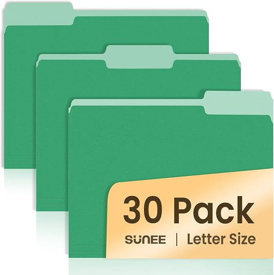 SUNEE File Folders, 30 Pack Manilla Folders 8.5 x 11, Colored File Folders Home by SUNEE