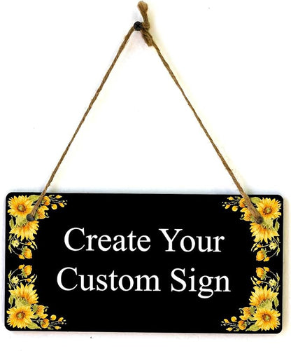 Signs ByLITA Sunflower Corners Black Background Personalized Hanging Wall or by SignsByLITA