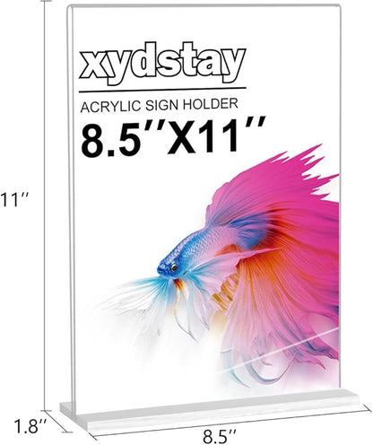 xydstay 6pack Acrylic Sign Holder 8.5 X 11, Vertical T Shape Clear Plastic Menu - Image 2