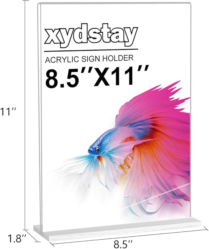 xydstay 8.5 x 11 Acrylic Sign Holder 2 Pack, Vertical T Shape Clear Plastic - Image 2