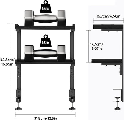 ART-GIFTREE Clamp On Desk Shelf 2-Tier, 12.5 inche Wood Shelving Unit - Image 3