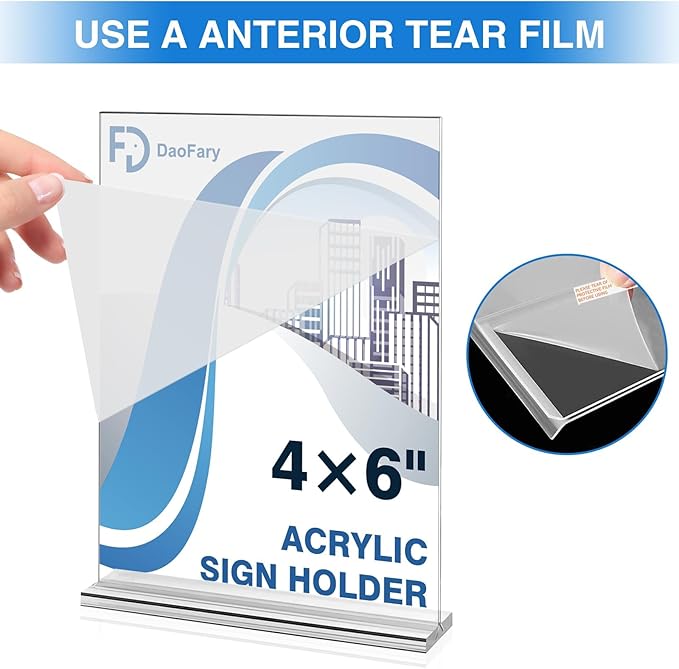 Daofary Acrylic Sign Holder 4 x 6 Inches 4 Pack, Double-Sided Stand up Table - Image 7