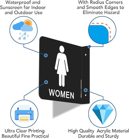 Faittoo Restroom Sign, Bathroom Signs, 6 x 6 Inches Acrylic Sign, - Image 3