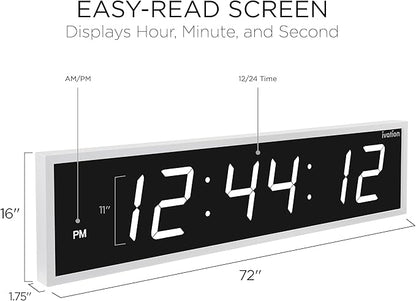 Ivation Huge Oversized 72" Large Digital LED Clock | Big Digital Clock - Image 2