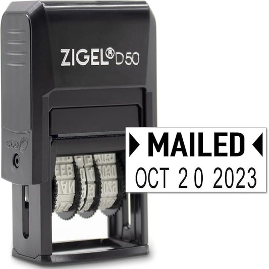 ZIGEL D50 Date Stamp with MAILED by ZIGEL