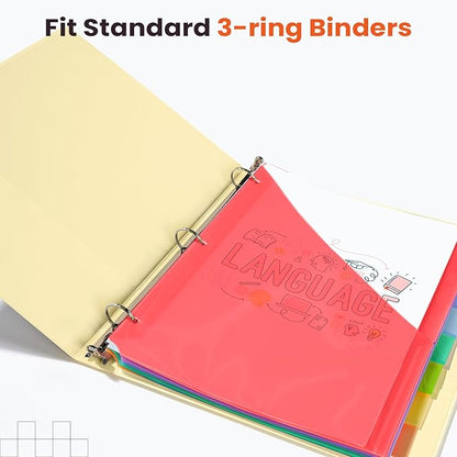 Sooez 8 Count Dividers with Pockets, 8 Tabs Binder Dividers - Image 7
