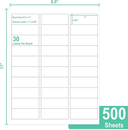 L LIKED Printable Address Labels, 15000 Labels, 30 per Sheet, Blank Mailing - Image 2