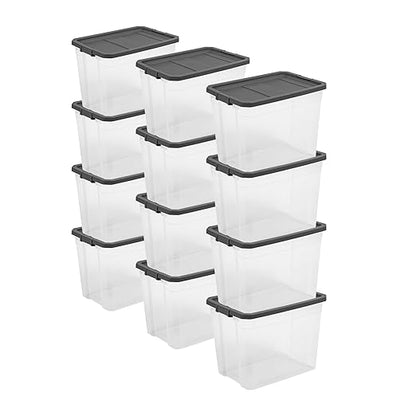 Sterilite 12-Pack Modular Stacker Box, Durable Clear Plastic Storage Bins by Sterilite
