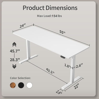 Agilestic Electric Standing Desk, 55 x 24 Inches Height Adjustable Desk - Image 3