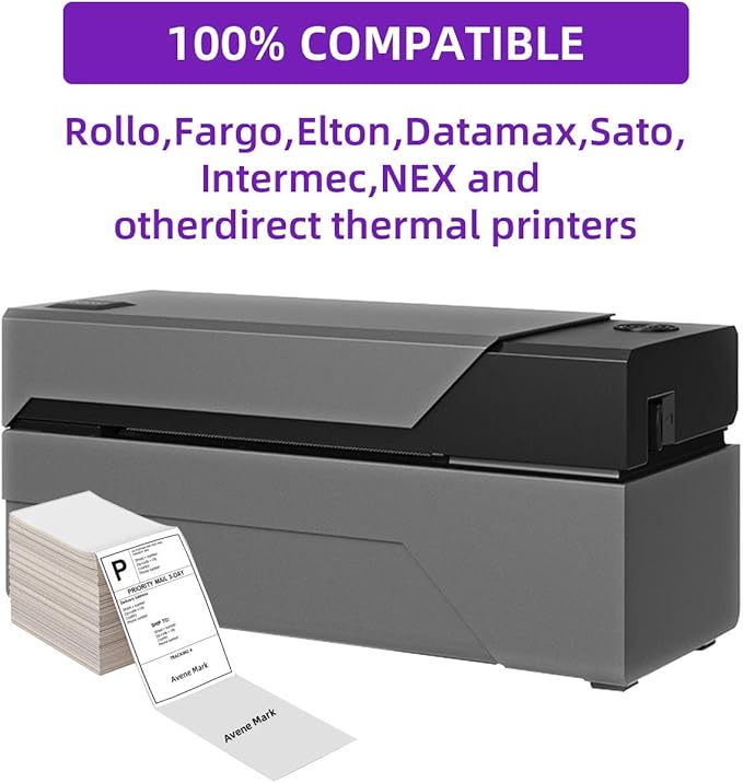 AveneMark 4 Stacks 2000 Labels 4" x 6" Fanfold Direct Thermal Labels, Postage - Image 7