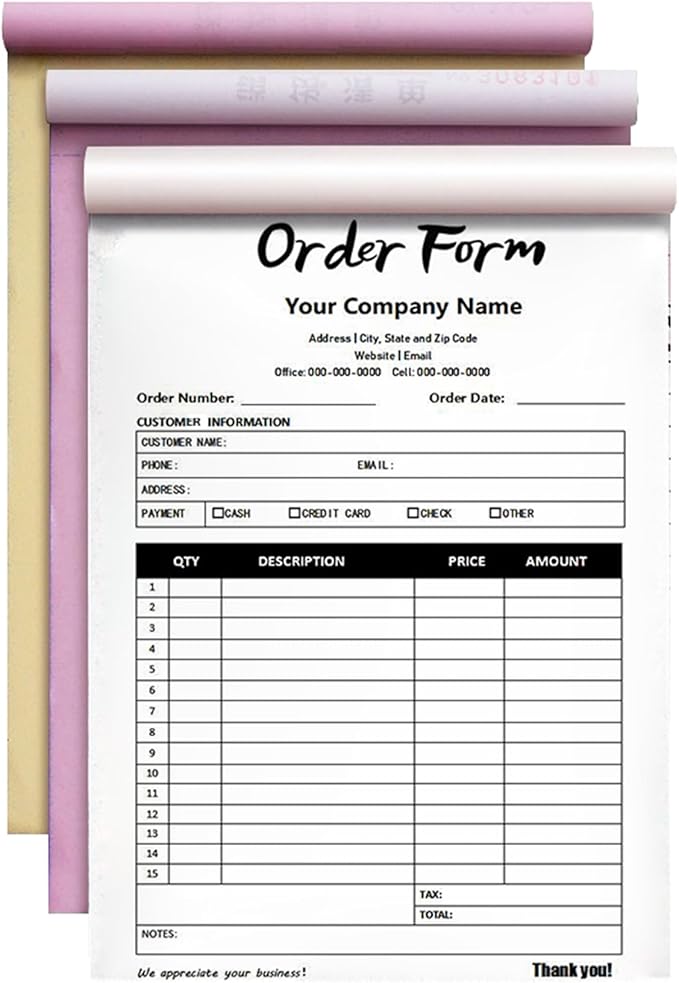 Custom Invoice Book in 3-Part /2-Part Receipt Book by Wasetell