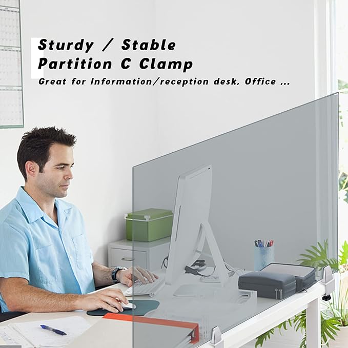 Sneeze Guard Support Clamp Partition Aluminum Adjustable Partition Clamp - Image 4
