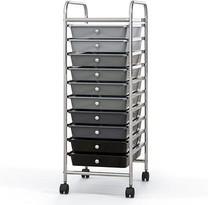 Giantex 10-Drawer Storage Cart w/Universal Wheel, Rolling Cart w/Handle by Giantex
