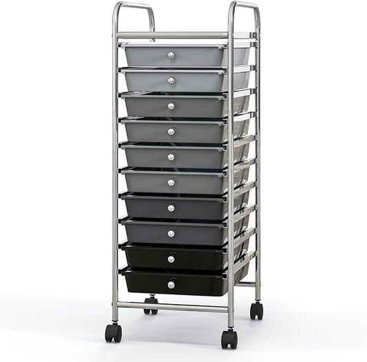 Giantex 10-Drawer Storage Cart w/Universal Wheel, Rolling Cart w/Handle by Giantex