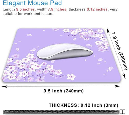 IMAYONDIA Cute Purple Mouse Pad, Floral Flowers Mouse Pad, Sakura Cherry - Image 2