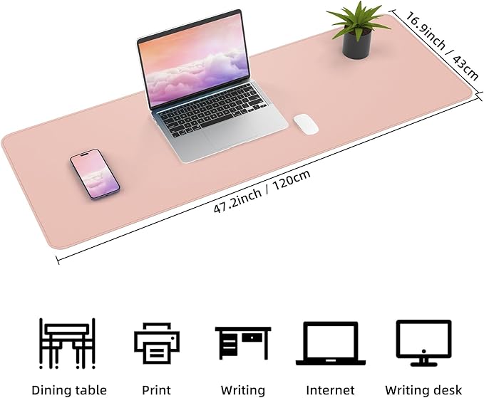 Large Desk Mat -47.2" x 17.5" Leather Desk Pad Protector - Image 2