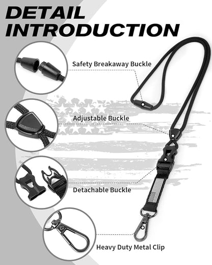 LIUGX Badge Holder with Heavy Duty Breakaway Lanyard, Carbon Fiber-Texture - Image 2