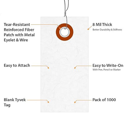 SmartSign 2.75 x 1.375 inch “White” Blank Tyvek Shipping Tags - Image 4