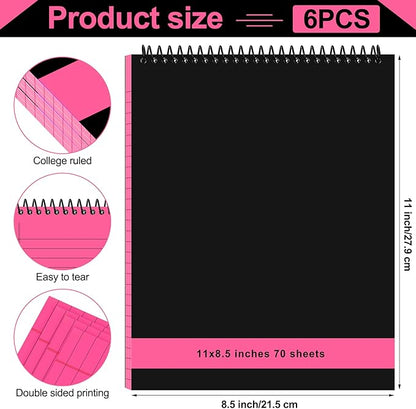 Resurhang 6 Pcs Legal Pad Top Spiral Bound Notebook 70 Sheets Double Sided - Image 2