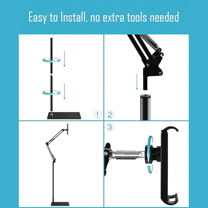 Tablet Floor Stand with 5LB Metal Base, Overhead Bed Phone Stand Angle Height - Image 6