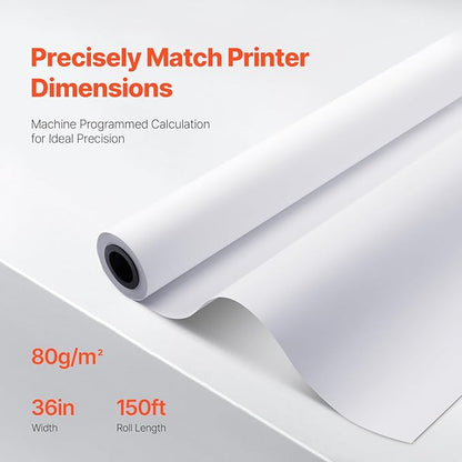 VEVOR Wide Format Paper, 36 in x 150 ft Plotter Paper, 4 Rolls CAD Bond Rolls - Image 3