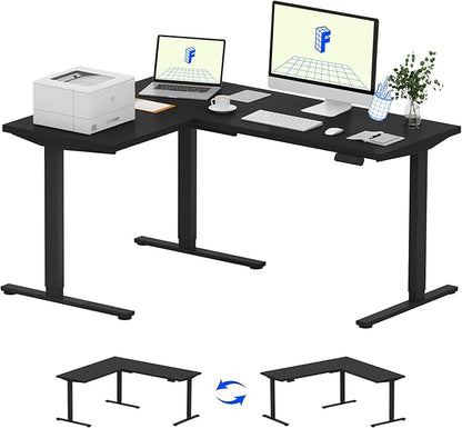 FLEXISPOT L Shaped Standing Desk, 63 x 47 Inch Electric Height Adjustable by FlexiSpot