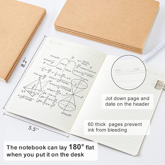 feela 60 Pack Kraft Notebooks Bulk, Lined Travel Journals Note Pad Notebooks - Image 2