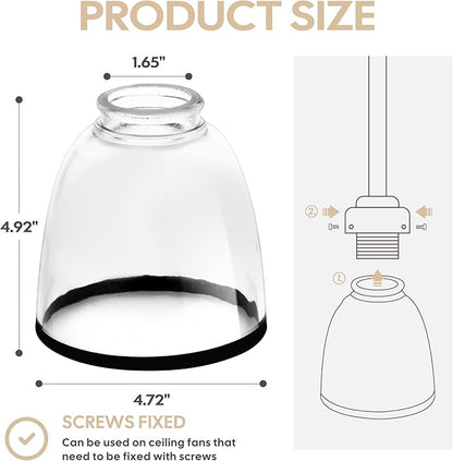 Eidonta 4 Pack Clear Glass Shade Replacements, Bell Shaped Glass Shade Covers - Image 2