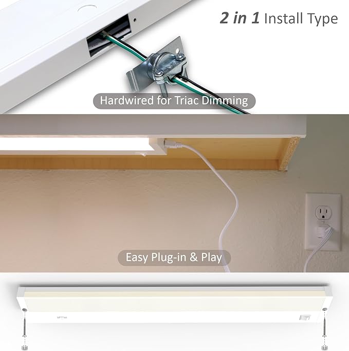 Leetdud LED Under Cabinet Lighting Hardwired or Plug in, 18 Inch 9W, Dimmable 5 - Image 6