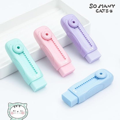 M&G 4 Pcs Cute Erasers for Kids Sliding Retractable Pencil Erasers, Push Pull - Image 6