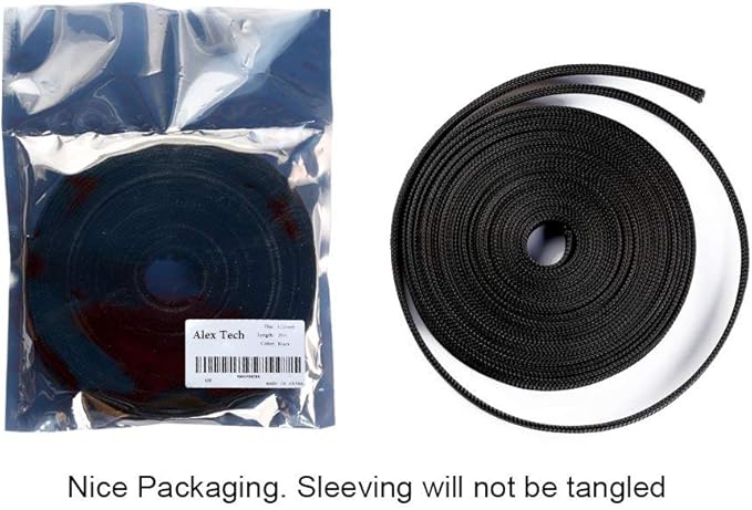 25ft - 1.5 inch PET Expandable Braided Sleeving – Black – Alex Tech Braided - Image 6
