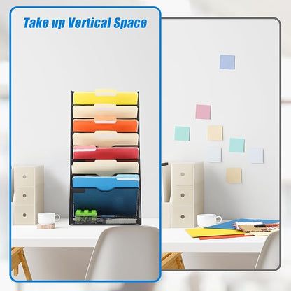 EASEPRES Desk File Organizer Mesh 9-Tier, Hanging Wall Mount Document - Image 2
