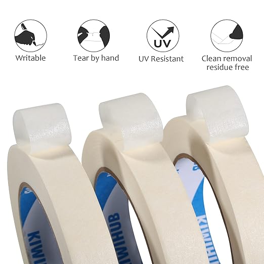 KIWIHUB Beige White Painters Tape, 1 inch x 60 Yards - Image 3