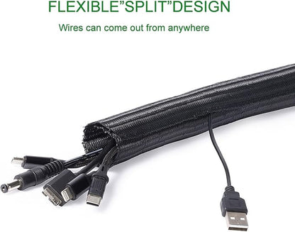 2pcs 5ft-3/4inch Black/White Cable Sleeve - Image 2