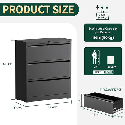 3 Drawer Lateral File Cabinet - Image 2