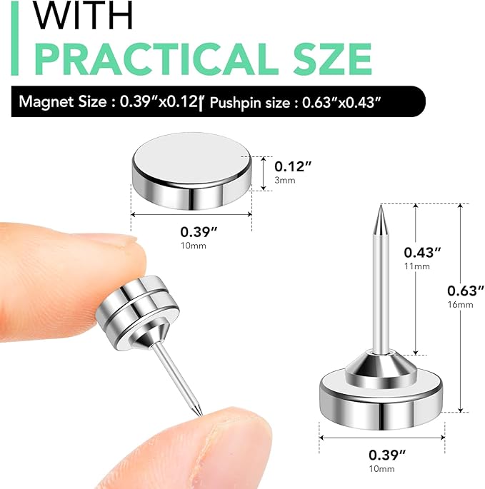 E BAVITE Magnetic Push Pins, 20 Sets Magnet Thumbtack - Image 2