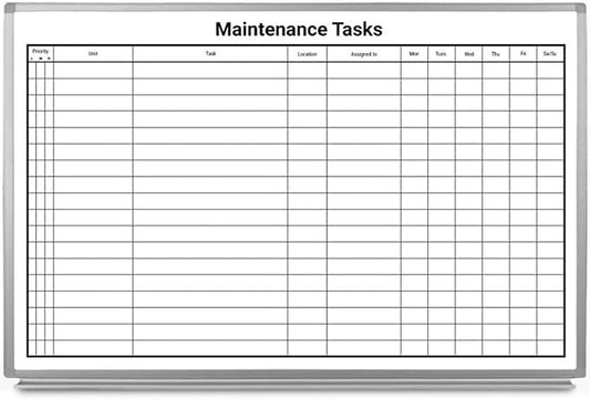 Maintenance Tasks Whiteboard 36"x 24" by CreativeSafetySupply