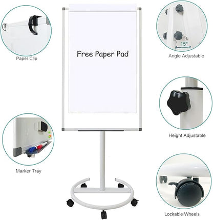 BIBOC Mobile Dry Erase Board – 40x28 inches Magnetic Portable Whiteboard Stand - Image 4